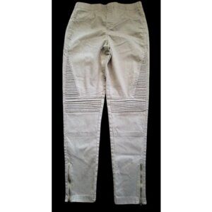 DENIM CO Green Pleated Detailed Zippered Ankles Cropped Leggings Jeans Size 6